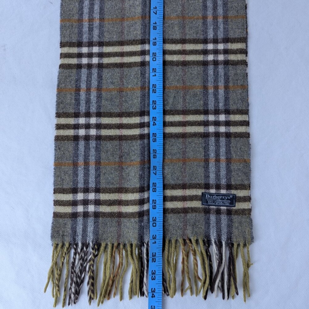 Vintage Burberrys Green Check 100% Lambswool Scarf Made in England - Picture 6 of 7